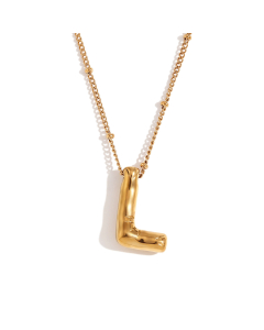 Wholesale Necklace Cute Plated 18K Gold Party Balloon Letter Pendant Stainless Steel Necklace Female-Gold Color-L
