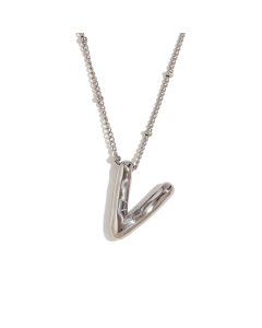 Wholesale Necklace Cute Plated 18K Gold Party Balloon Letter Pendant Stainless Steel Necklace Female-Steel Color-V