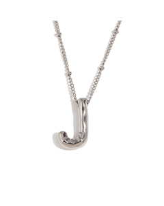 Wholesale Necklace Cute Plated 18K Gold Party Balloon Letter Pendant Stainless Steel Necklace Female-Steel Color-J