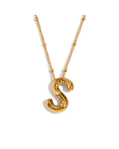 Wholesale Necklace Cute Plated 18K Gold Party Balloon Letter Pendant Stainless Steel Necklace Female-Gold Color-S