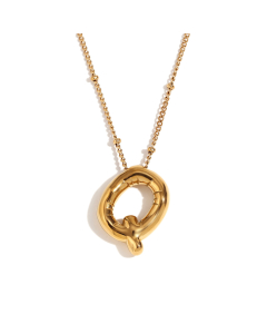 Wholesale Necklace Cute Plated 18K Gold Party Balloon Letter Pendant Stainless Steel Necklace Female-Gold Color-Q