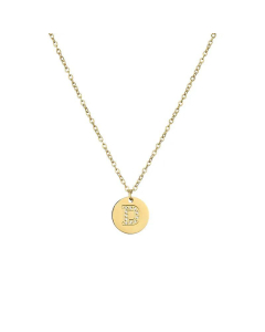 Fashion Diamond Clavicle Chain Letter Pendant Titanium Steel Necklace-D