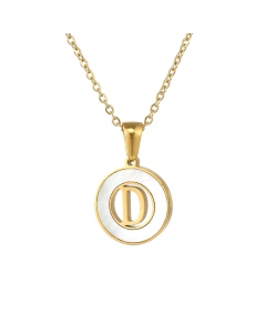 D Hollow Letter With White Shell Necklace CA7810208