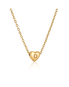 D Initial Letter 3D Hard Heart Necklace CA7810207