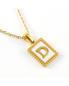 D Initial Letter Necklace Inlaid With White Shell Pendant CA7810216