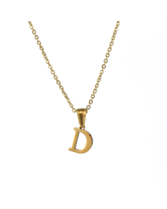 D Mirror Polish Initial Letter Figaro Chain Necklace CA7810227