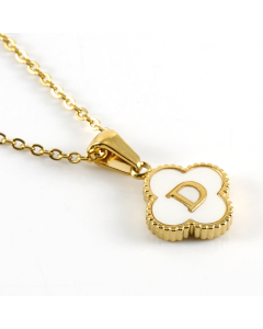 D Stainless Steel Four Clover Necklace With White Shell Charms CA7810222
