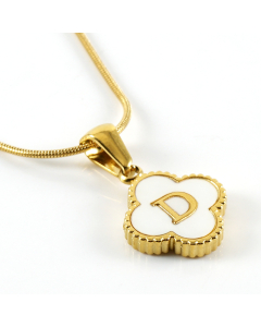 D Wholesale Initial Letter Lucky Clover Necklace Inlaid Nature Shell CA7810197