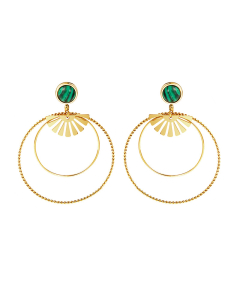 Wholesale Stainless Steel Earrings 18K Gold Plated Exaggerated Delicate Hoop Earrings Fan Earring For Women