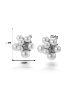 Wholesale Stainless Steel Earrings Pearls Geometric Earrings-Steel Color-01