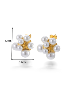 Wholesale Stainless Steel Earrings Pearls Geometric Earrings-Gold Color-01