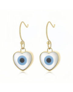 Devil'S Eye Heart Shape Titanium Steel Earrings Gold Plated CA08811338