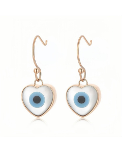 Devil'S Eye Heart Shape Titanium Steel Earrings Rose Gold Plated CA08811338