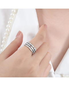 Steel Color Light Luxury Minimalism Temperament Diamond-encrusted Ring
