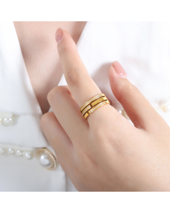 Gold Color Light Luxury Minimalism Temperament Diamond-encrusted Ring