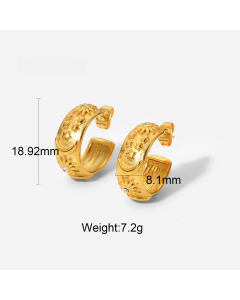 Wholesale Earrings Minimalism Trendy 18K Gold With Diamond C-shaped Stainless Steel Earrings For Women