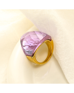 Wholesale Stainless Steel Ring Diamond Cut Surface Gem Ring
