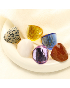 Wholesale INS Style Ring Exaggerated Light Luxury Palace Retro Diamond Cut Surface Gem Stainless Steel Ring