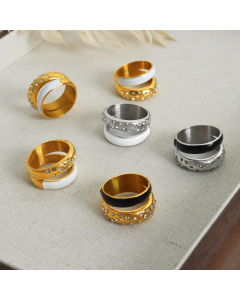 Wholesale Titanium Steel Ring 18K Gold Non-fading Light Luxury Diamond Drip Oil Stainless Steel Ring Female Jewelry