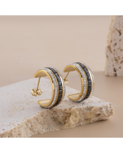 Retro Minimalism Diamond Geometry C-Shaped Stainless Steel Earrings Fine Jewelry