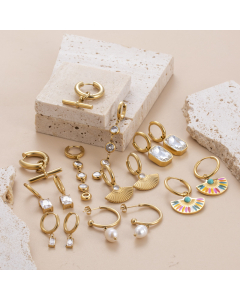 Wholesale Personalized Minimalism Exquisite Diamond Stainless Steel Earrings Gold-Plated Pendant Titanium Steel Earrings 