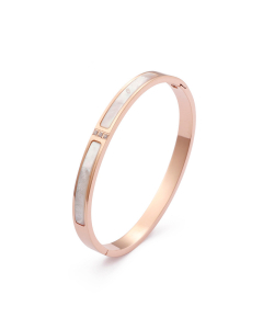 Rose Gold Color Diamond Shell Inlaid Non-fading Stainless Steel Bangle