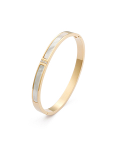 Gold Color Diamond Shell Inlaid Non-fading Stainless Steel Bangle