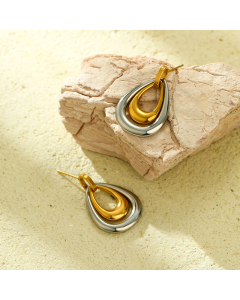 Minimalism Double Color Water Drop Stainless Steel Pendant Earrings