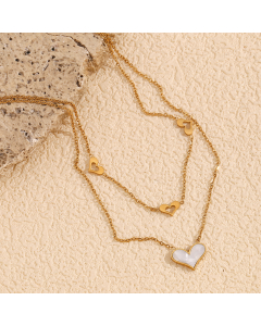 Wholesale Stainless Steel Layered Necklace Love Double Chain Stack Wearing Necklace
