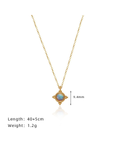 Wholesale Stainless Steel Jewelry Set Mini Palace Style Dream Blue Imitation Opal Stone Color Small Necklace Clavicle Chain Earrings