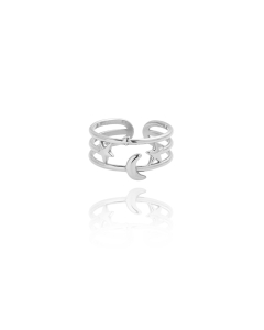 Retro Style Dream Starmoon Opening Ring Wide Ring Stainless Steel Ring 
