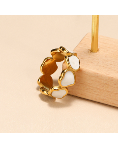 White Drip Oil Love Connected Ring Female Stainless Steel Plated 18k Gold Ring Wholesale