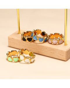 New French INS Cool Drip Oil Love Connected Ring Female Stainless Steel Plated 18k Gold Ring Wholesale