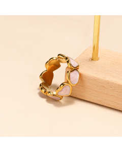 Pink Drip Oil Love Connected Ring Female Stainless Steel Plated 18k Gold Ring Wholesale