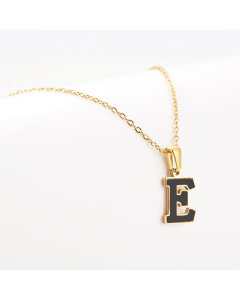 E Black Shell Initial Letter Stainless Steel Necklace CA7810229