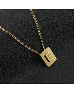 E Gold Plated Square Initial Letter Necklace CA7810194