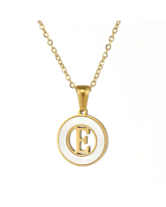 E Hollow Letter With White Shell Necklace CA7810208