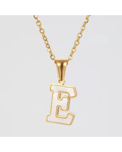 E Initial Letter Inlaid White Shell Stainless Steel Necklace CA7810228