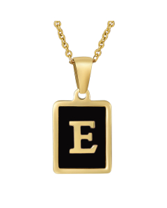 E Initial Letter Necklace Inlaid With Black Shell CA7810215