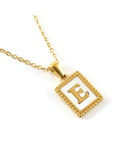E Initial Letter Necklace Inlaid With White Shell Pendant CA7810216