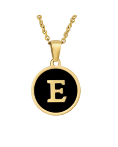 E Initial Letter Necklace With Black Shells CA7810193