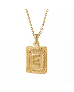 E Square Charms With Initial Letter And Link Chain Necklace CA7810199