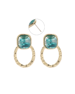 Green Crystal and Gold Wreath Stud Earrings EC690908