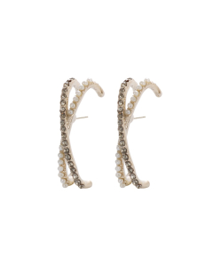 Crossed Open Hoop Stud Earrings EC690933
