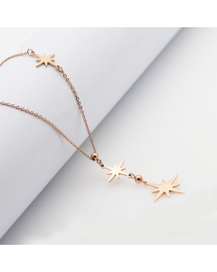 Rose Gold Color Eight-Pointed Star Gold Plated Stainless Steel Necklace