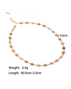 Sweet Colorful Daisy Choker Stainless Steel Clavicle Chain Necklace Bracelet Wholesale-Necklace-01