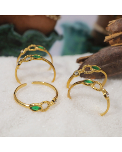Wholesale Stainless Steel Ring Emerald Zircon Inlaid Opening Ring