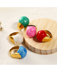 Wholesale Enamel Ring Temperament Exaggerated Senior Sense Enamel Drop Glaze Morandi Stainless Steel Ring