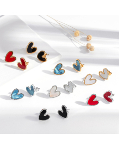 Wholesale Light Luxury Temperamen Enamel Heart Shaped Titanium Steel Earrings Colorza Jewelry