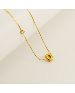 English Letter D Pendant Necklace Stainless Steel Diamond Clavicle Chain 